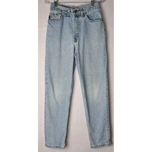 Chic Womens 12 23x26 Waist Blue Jeans Light Wash High Waist Tapered Leg Vintage